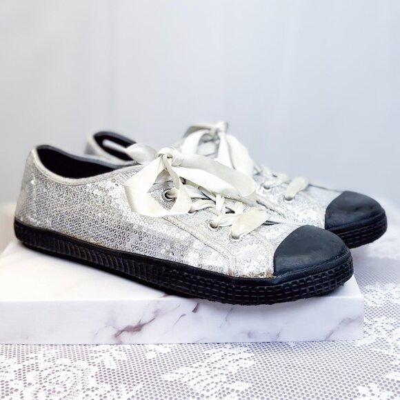 ALDO Sequin Sneaker Shoes with Ribbon Lace - Picture 2 of 10